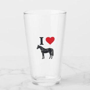 Copo De Pint Camisa de desenho de gravura vintage Eu amo cavalo