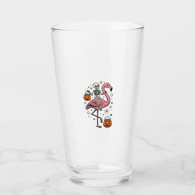 Copo De Pint Camisa de Doce de Halloween de Flamingo Montado em (Frente)