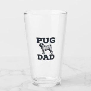 Copo De Pint Camisa de Pai de Pug com Desenho de Gravura Vintag