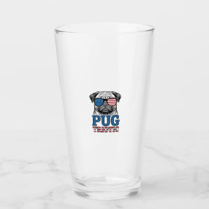 Copo De Pint Camisa de Pug Patriota com Desenho de Gravura Vint