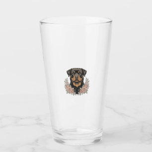Copo De Pint Camisa de retrato floral de Rottweiler vintage Des