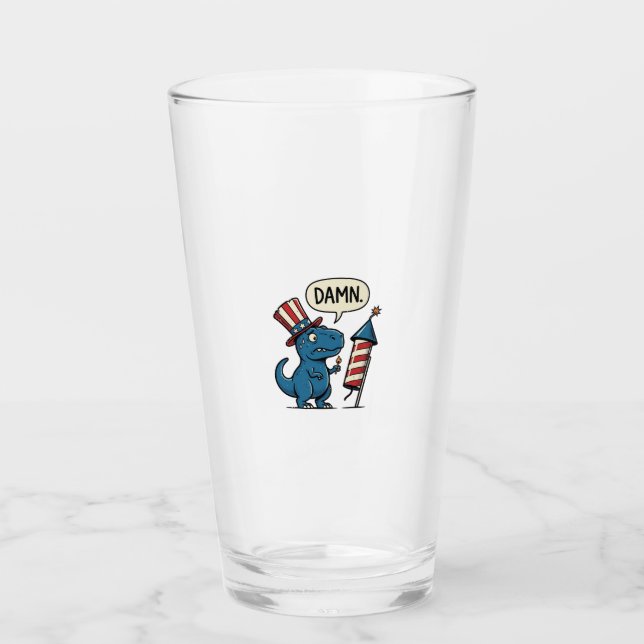 Copo De Pint Camisa engraçada patriótica de T-Rex com fogos de  (Frente)