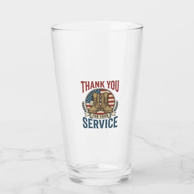 Copo De Pint Camisa Obrigado pelo Seu Serviço Botas Militares D (Frente)