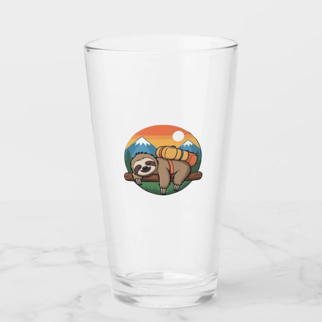 Copo De Pint Camiseta Clássica Funny Sloth Hiking_1 (Frente)