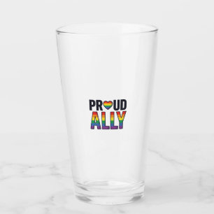 Copo De Pint Camiseta Orgulhosa Aliada Vintage Coração Arco-Íri
