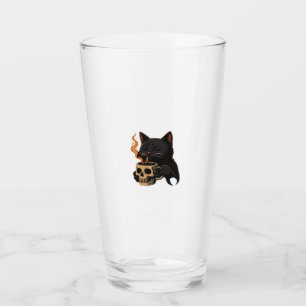 Copo De Pint Camiseta Oversized Dark Cat Coffee With Skull Mug