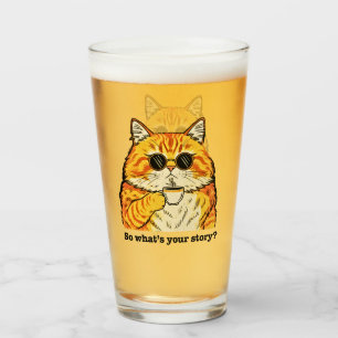 Copo De Pint Camiseta Qual é a Sua História, Gato Sarcástico