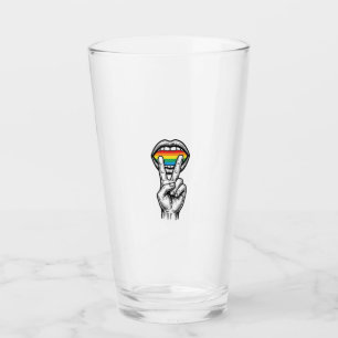 Copo De Pint Camiseta Vetor Orgulho Mão Paz Arco-Íris Vintage_1