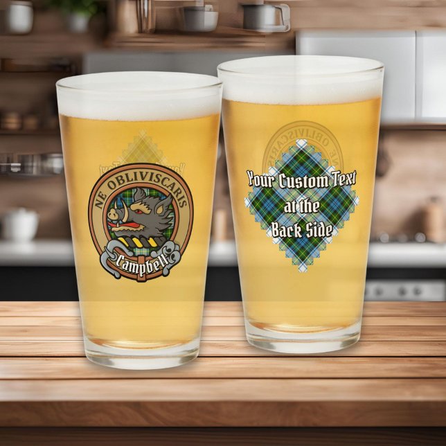 Copo De Pint Campbell Crest over Dress Tartan (Criador carregado)