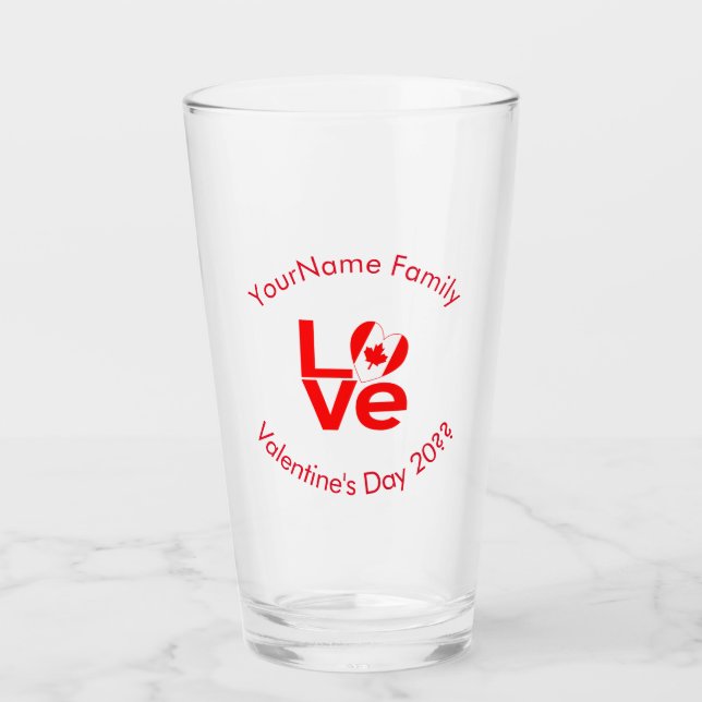Copo De Pint Canadian Flag Red LOVE Personalized Text (Frente)