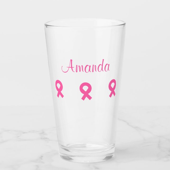 Copo De Pint Cancer de Fita Rosa (Nome) 4Amanda (Frente)