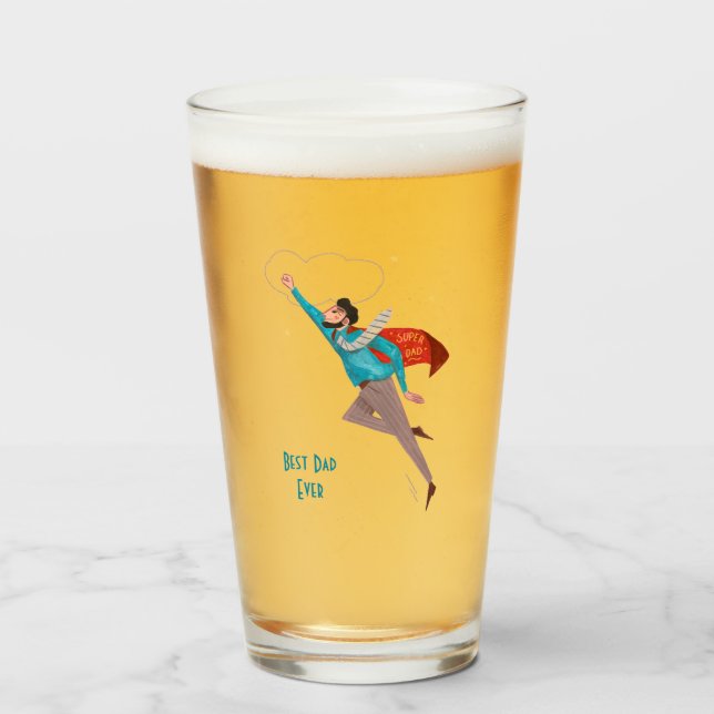 Copo De Pint Caneca de cerveja com vidro fosco do dia dos pais  (Frente (Preenchido))