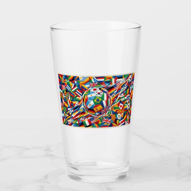 Copo De Pint Caneca de Vidro com Bola de Futebol e Bandeira das (Frente)