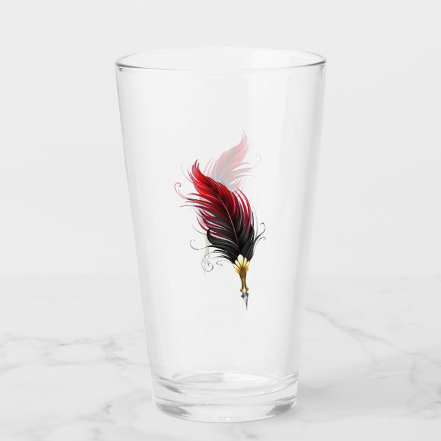 Copo De Pint Caneta de penas vermelhas com ninho de ouro (Frente)