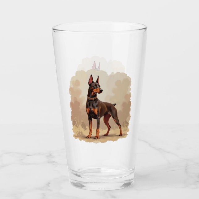 Copo De Pint Cão Doberman Pinscher Marrom Ferrugem Vermelho (Frente)