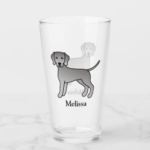 Copo De Pint Cão e nome do Weimaraner Cute Cartoon