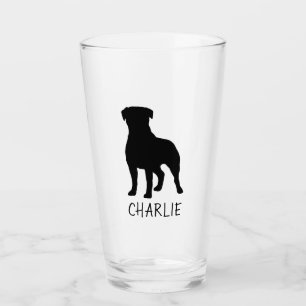 Copo De Pint Cão Rottie personalizado silhueta de Rottweiler