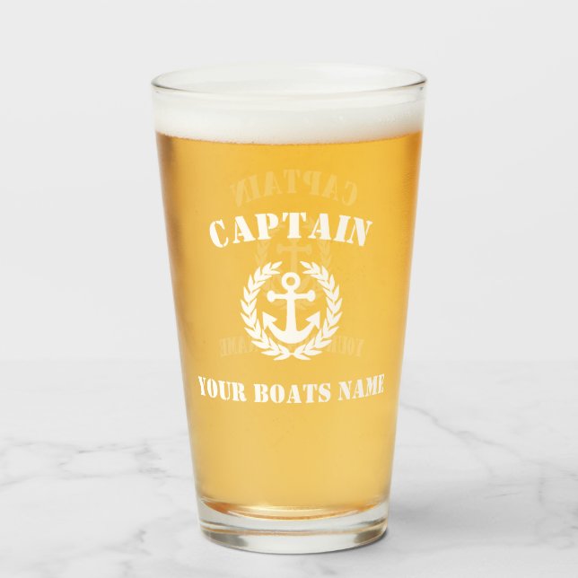 Copo De Pint Capitão de âncora e barco (Frente (Preenchido))