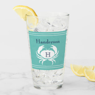 Copo De Pint Caranguejo branco Marinho azul-branco monograma, n