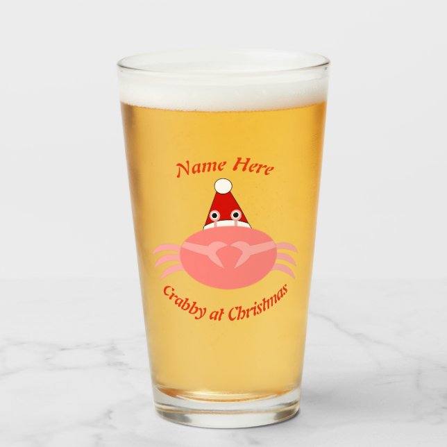 Copo De Pint Caranguejo de Natal Personalizado (Frente (Preenchido))