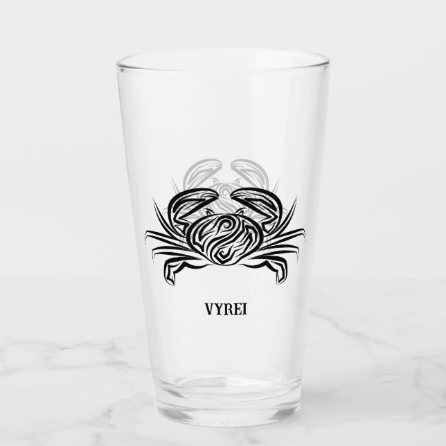 Copo De Pint Caranguejo Tribal Negro e Branco (Frente)