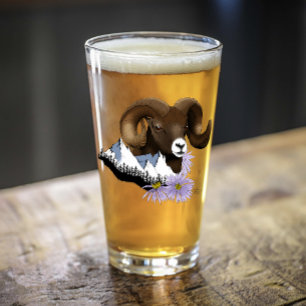 Copo De Pint Carneiro Majestoso Bighorn Brown Sheep Montanhas V