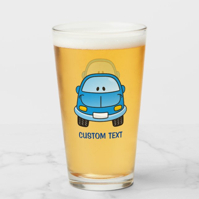 Copo De Pint Carro de desenho azul (Frente (Preenchido))