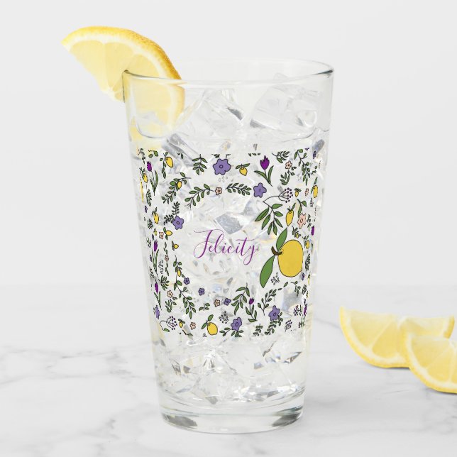 Copo De Pint Cartões de Nota Placa Simples Elegante Floral Botâ (Gelo frontal)