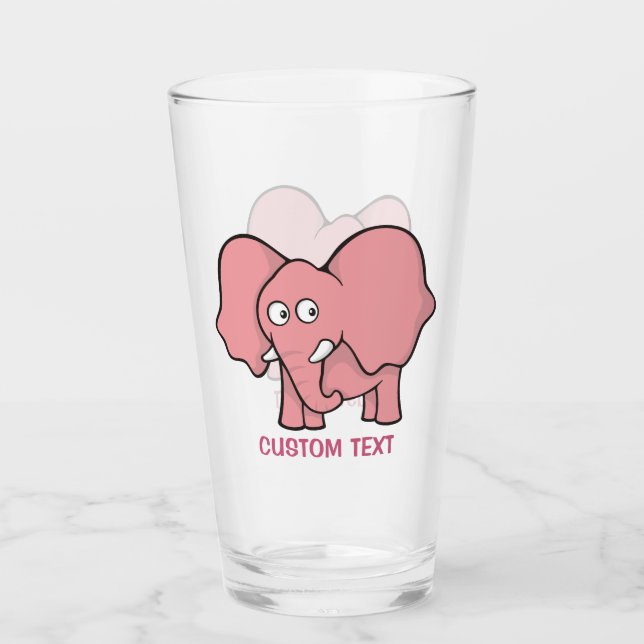 Copo De Pint Cartoon de Elefante Rosa (Frente)