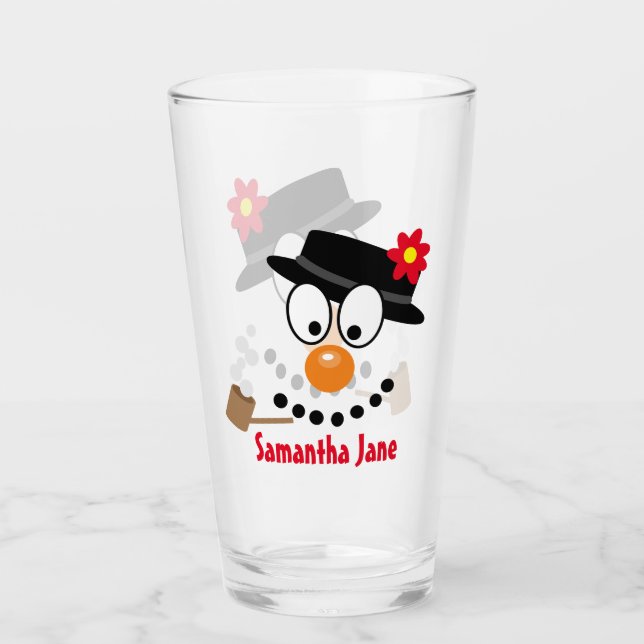 Copo De Pint Cartoon de Natal Snowman (Frente)