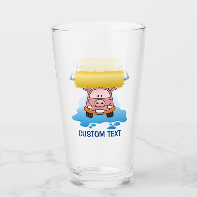 Copo De Pint Cartoon de porco de lavagem (Frente)