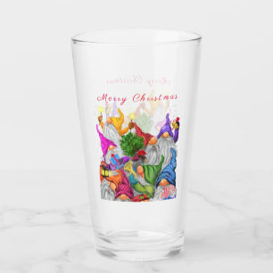Copo De Pint Cartoon do Feliz Natal Gnomo Desenho Engraçado 