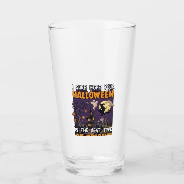 Copo De Pint Casa Assombrada de Halloween Bruxa Fantasma_1 (Frente)