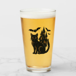 Copo De Pint Casa assombrada e gato preto