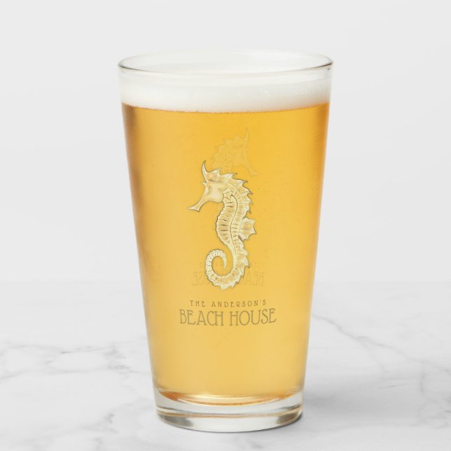 Copo De Pint Casa de Praia Seahorse Gold ID623 (Frente (Preenchido))
