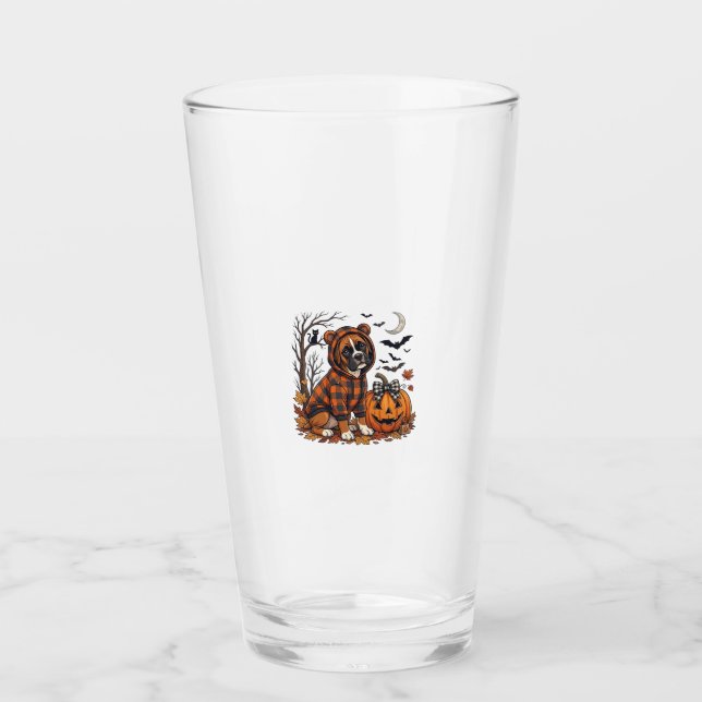 Copo De Pint Casaco com Capuz Xadrez de Cachorro Boxer Hallowee (Frente)