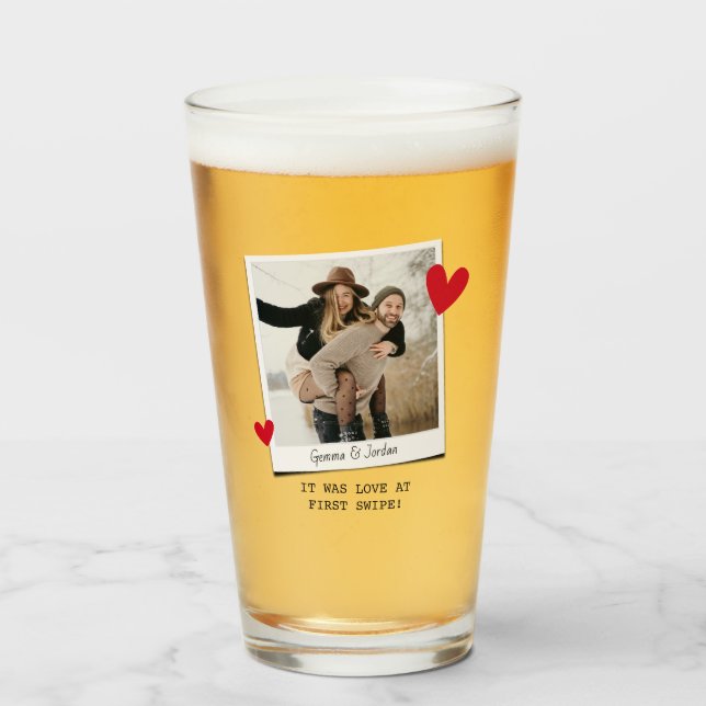 Copo De Pint Casais Amor à Primeira Ficha Tinder  (Frente (Preenchido))