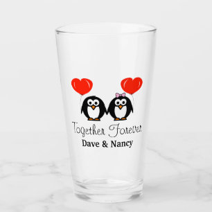 Copo De Pint Casal de casamento personalizado com pinguins rom