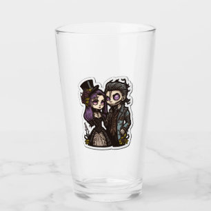 Copo De Pint Casal de desenho gótico Vidro de arte do adesivo
