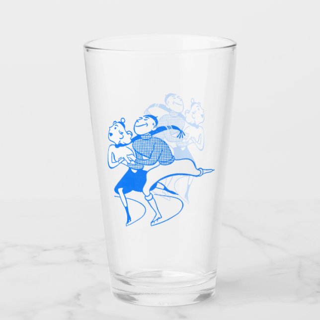 Copo De Pint Casal de patinadores Retro Blue (Frente)