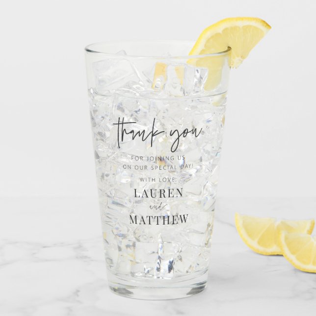 Copo De Pint Casamento Chic Moderno Simples Obrigado (Gelo traseiro)