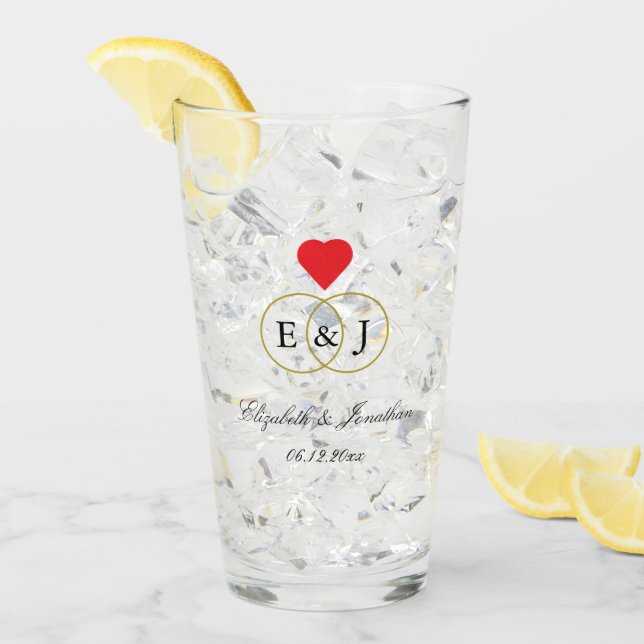 Copo De Pint Casamento de Anéis Entwinados (Gelo frontal)