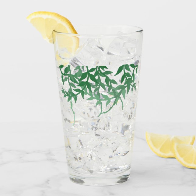 Copo De Pint Casamento de Folhas Botânicas Rusticas (Gelo frontal)