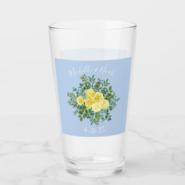 Copo De Pint Casamento de primavera de Rosa azul-amarelo e clar (Frente)