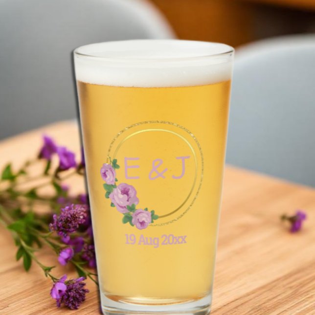 Copo De Pint Casamento de Rosas Roxos (Criador carregado)