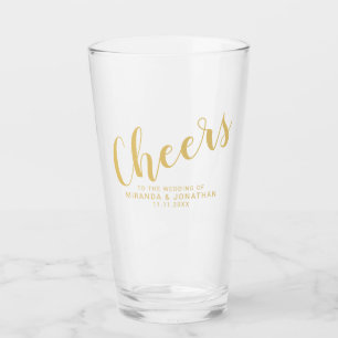 Copo De Pint Casamento Dourado de Script Moderno de "Saúde"