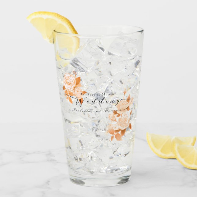 Copo De Pint Casamento Dourado Elegante (Gelo frontal)