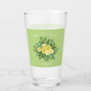 Copo De Pint Casamento Floral Rosa Verde Amarelo-Claro