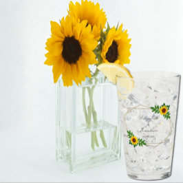 Copo De Pint Casamento Geométrico de Girassol