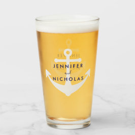 Copo De Pint Casamento Moderno Âncora Náutica